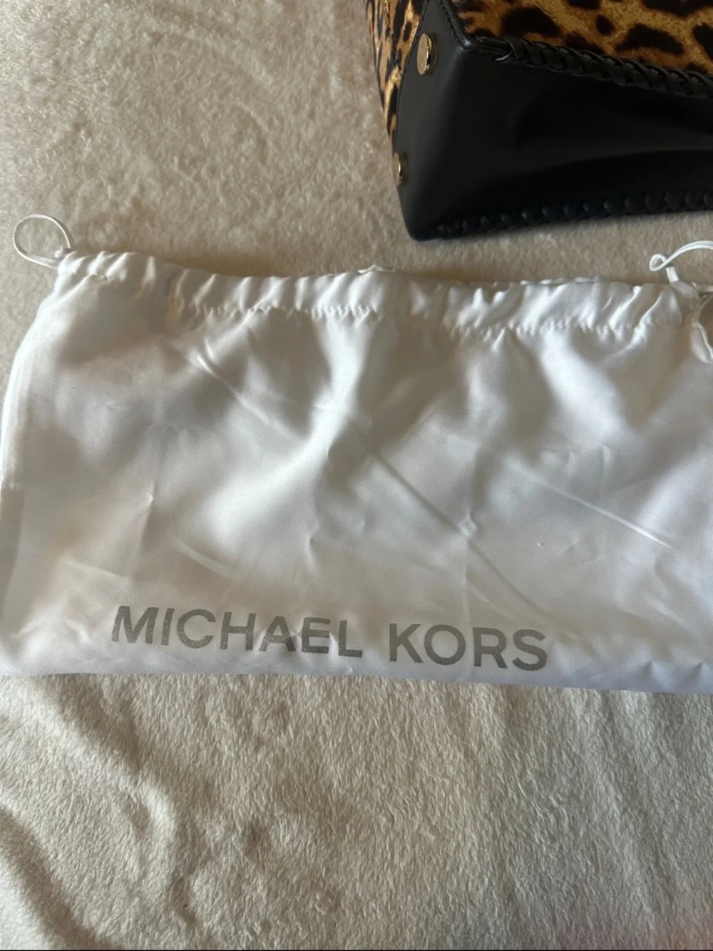 Michael Kors Mercer Leopard Calf Hair Satchel with Black Trim - Picture 9 of 11